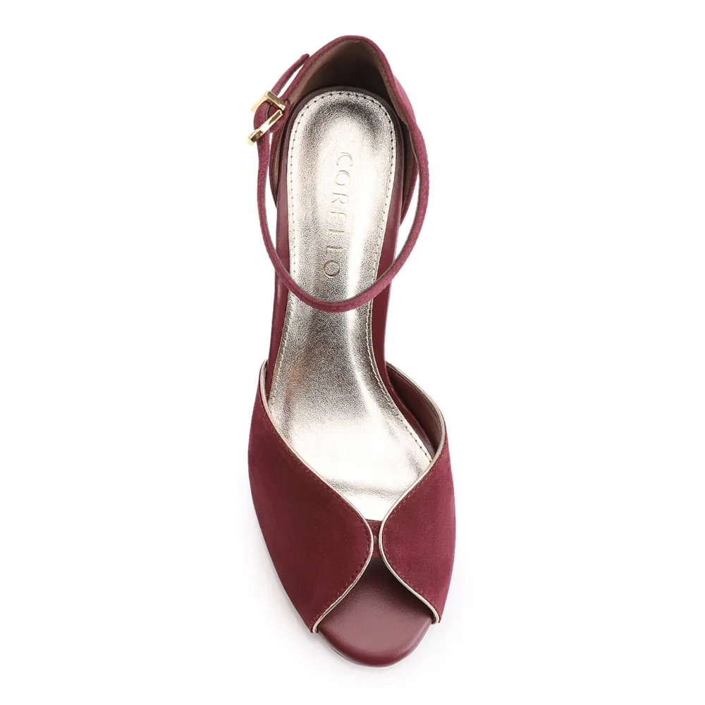 Peep Toe Couro Nobuck Vinho - imagem 6