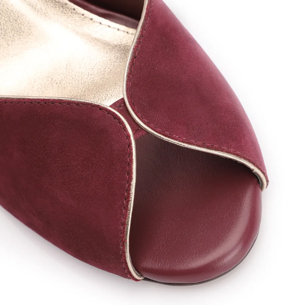 Peep Toe Couro Nobuck Vinho - imagem 7