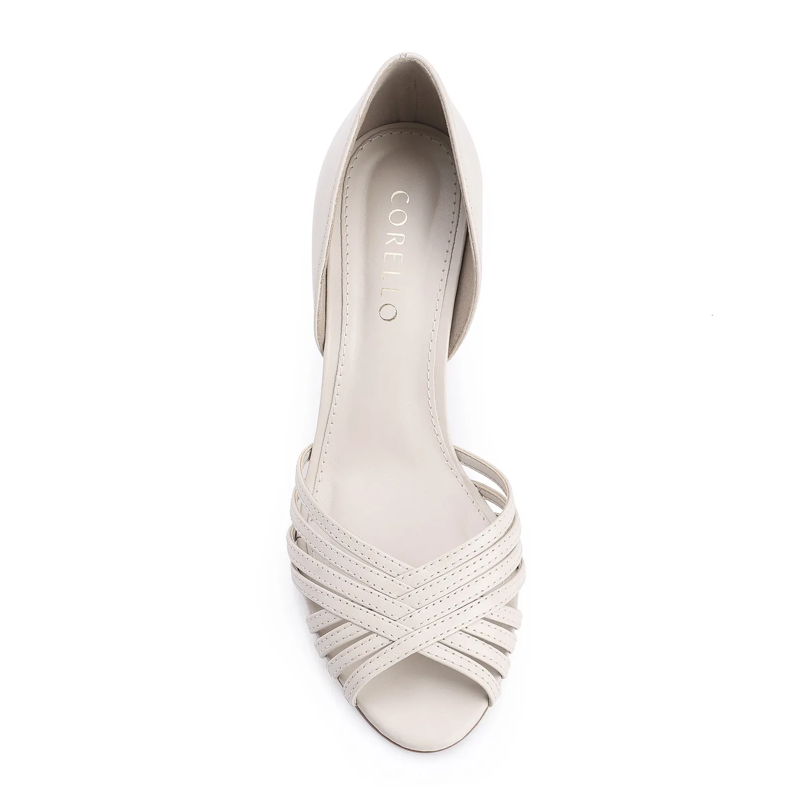 Peep Toe Couro Off White