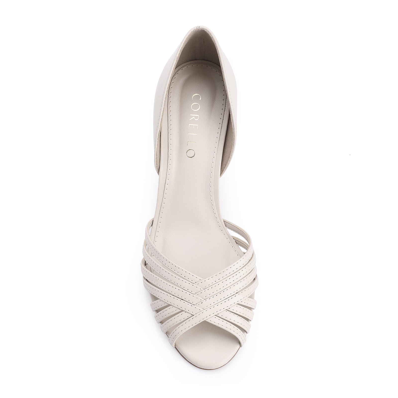 Peep Toe Couro Off White