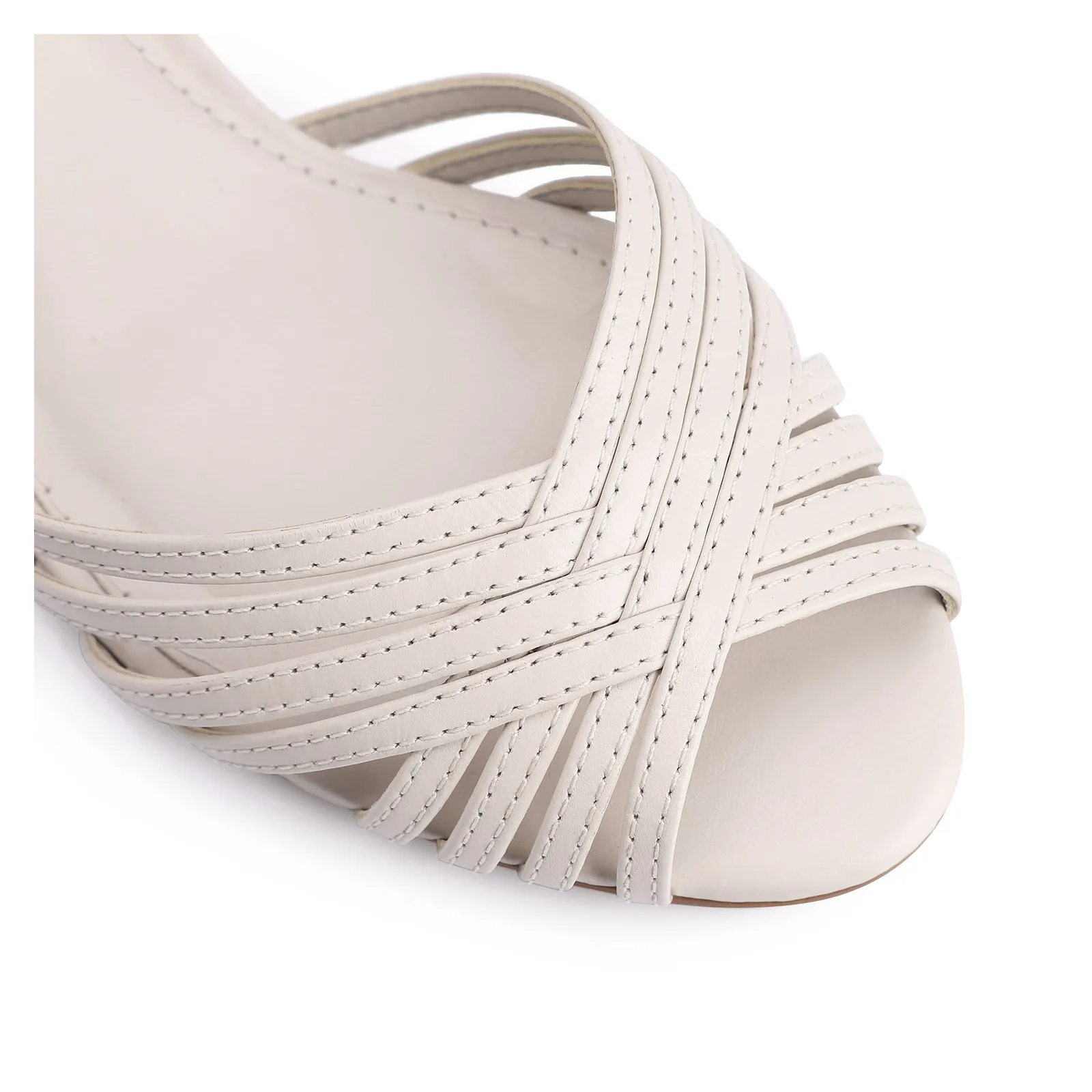 Peep Toe Couro Off White