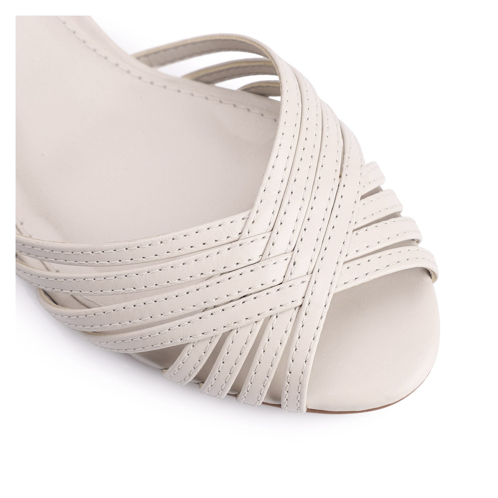 Peep Toe Couro Off White