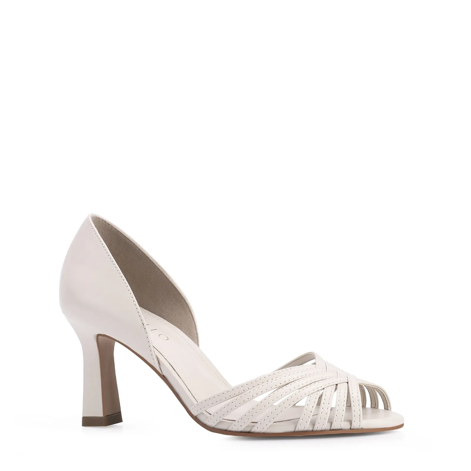 Peep Toe Couro Off White
