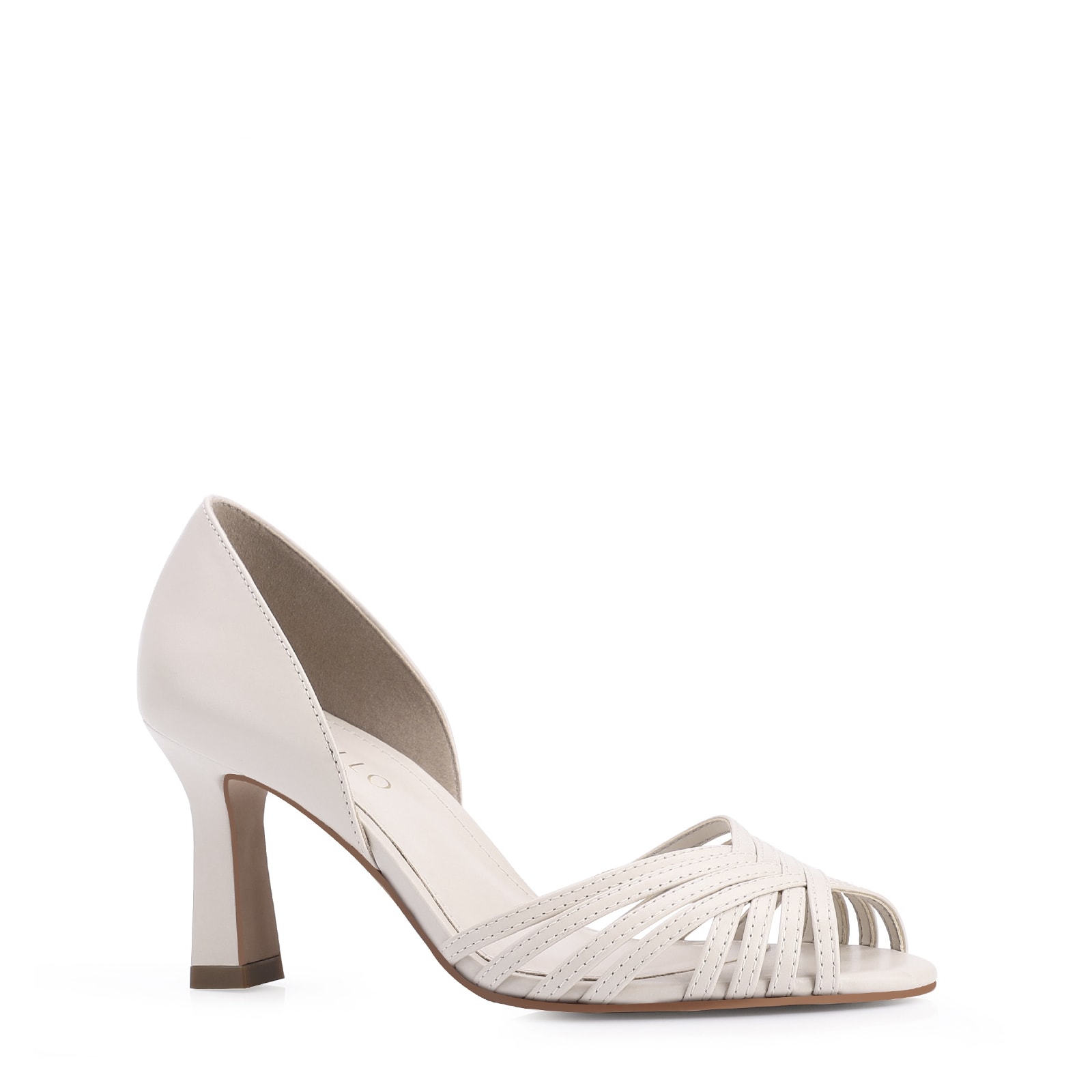 Peep Toe Couro Off White