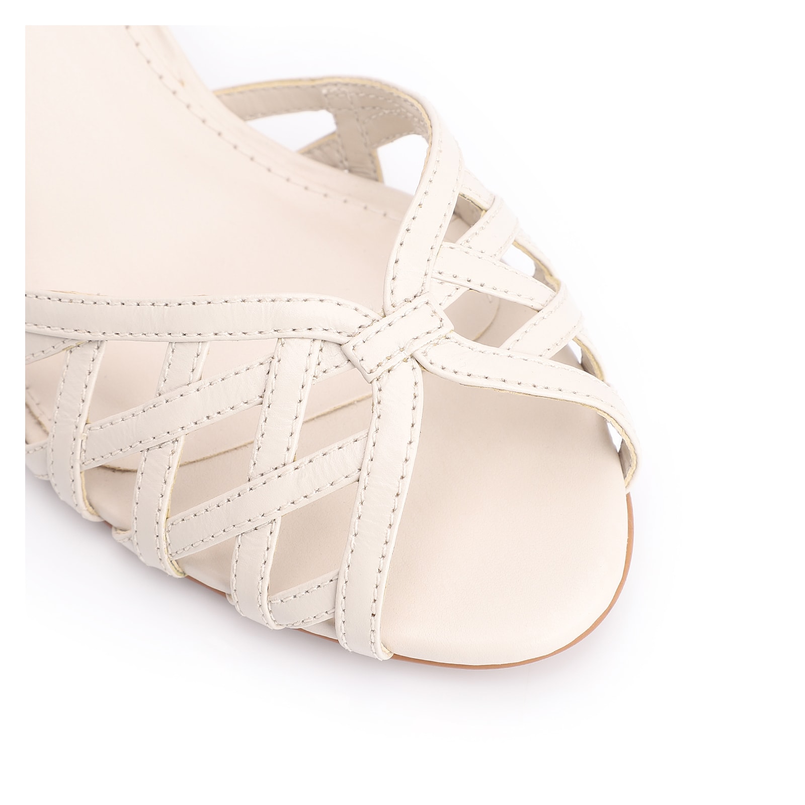 Peep Toe Couro Off White