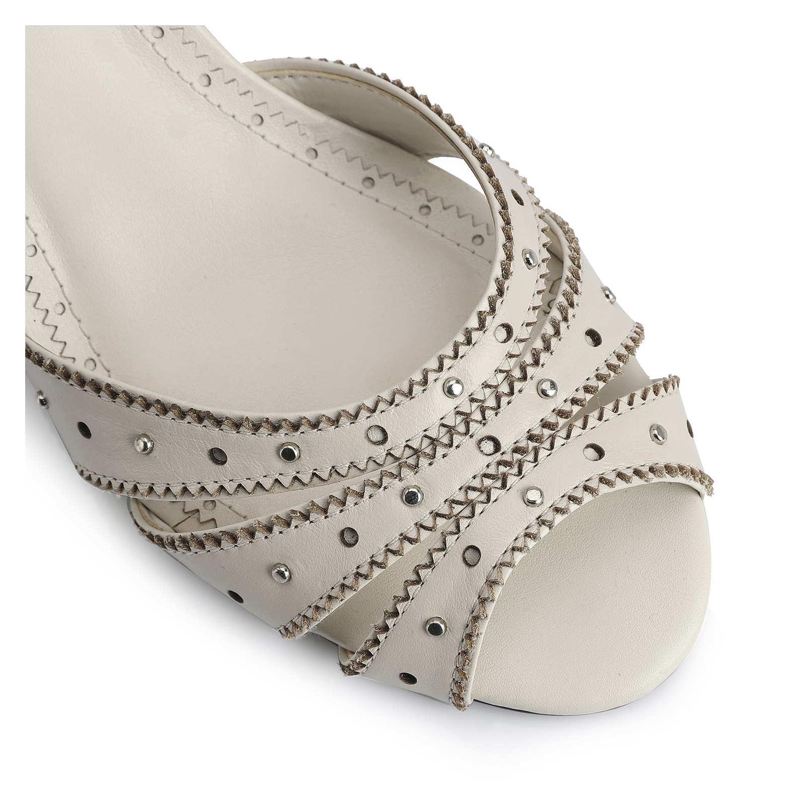 Peep Toe Couro Off White