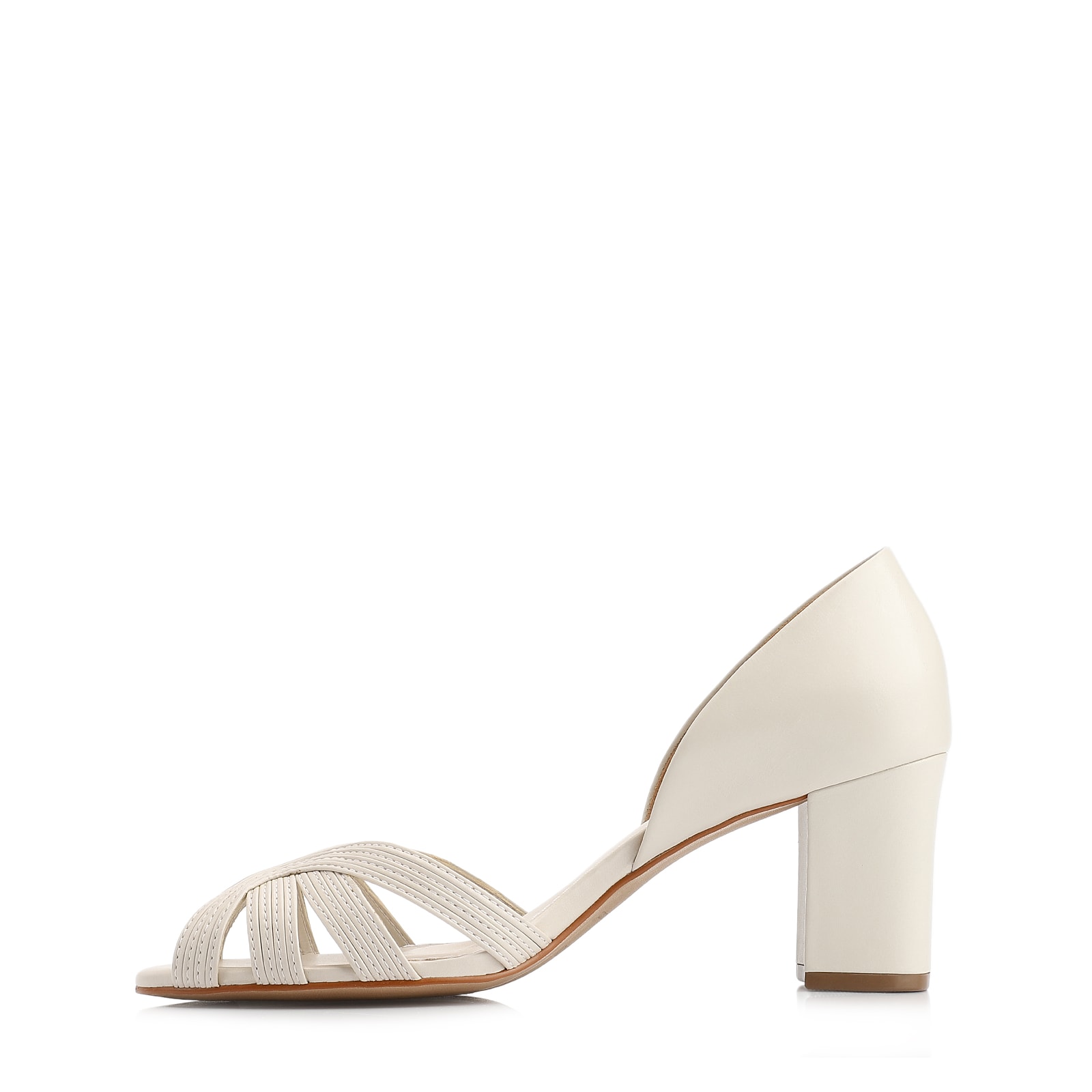Peep Toe Couro Off White