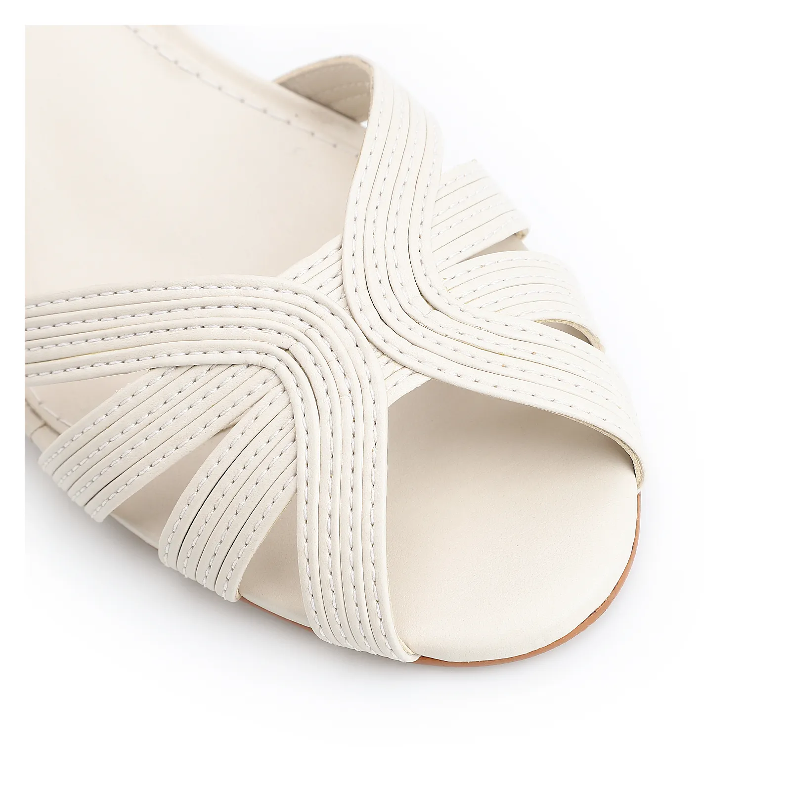 Peep Toe Couro Off White
