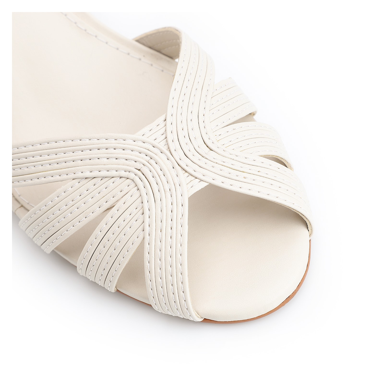 Peep Toe Couro Off White