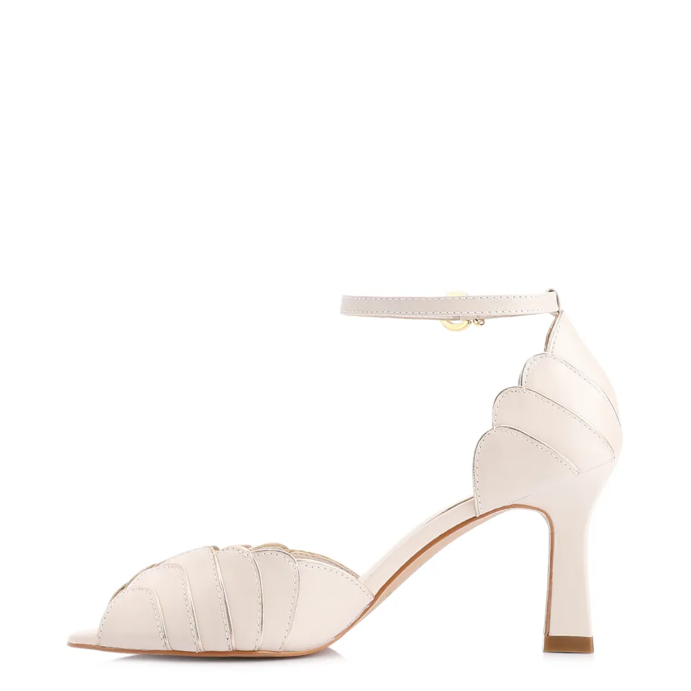 Peep Toe Couro Off White/Alt Dourado - imagem 4