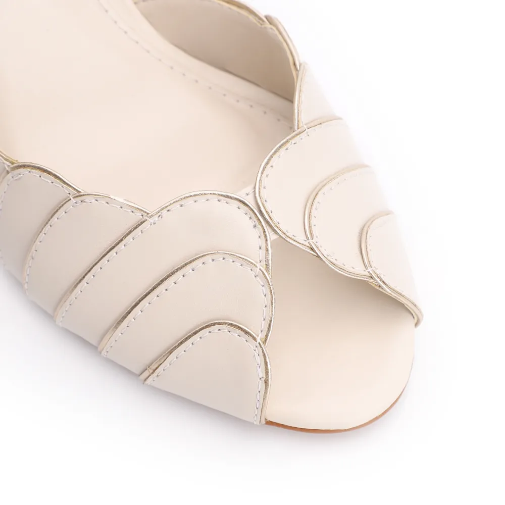 Peep Toe Couro Off White/Alt Dourado - imagem 6