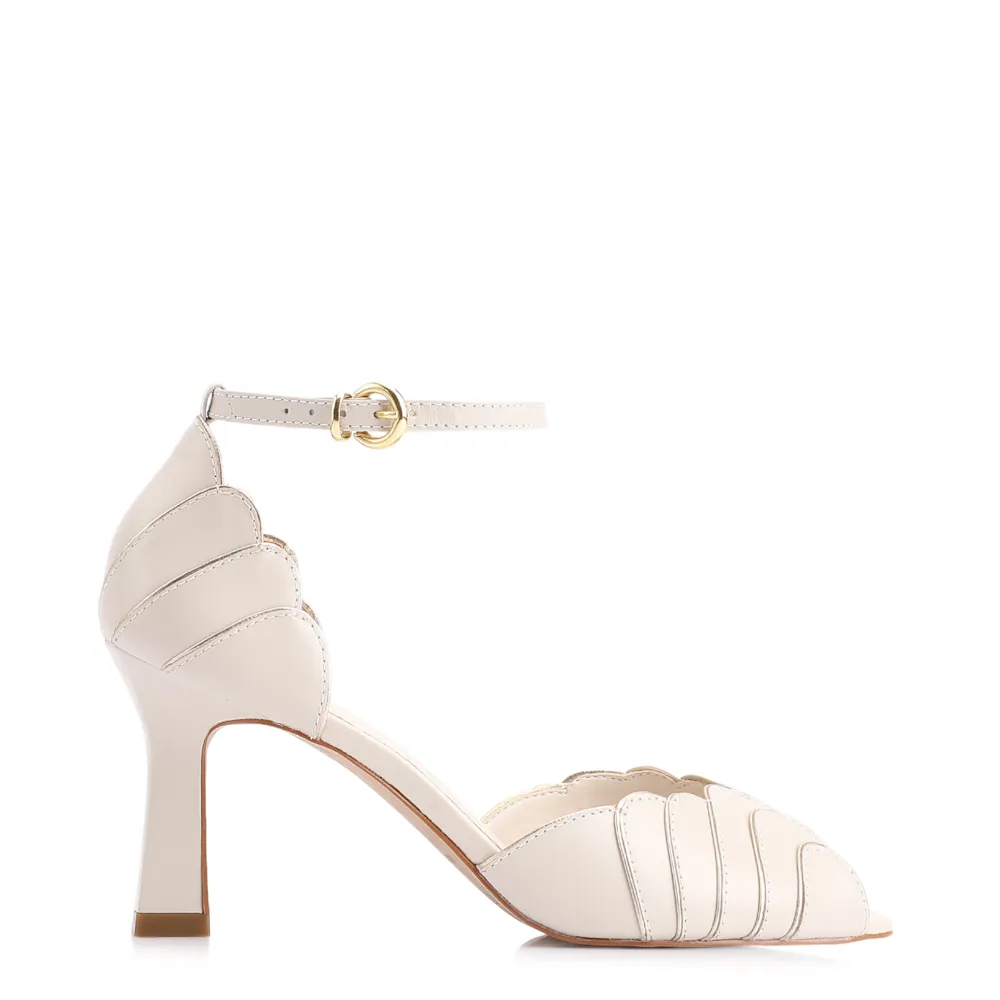 Peep Toe Couro Off White/Alt Dourado - imagem 2