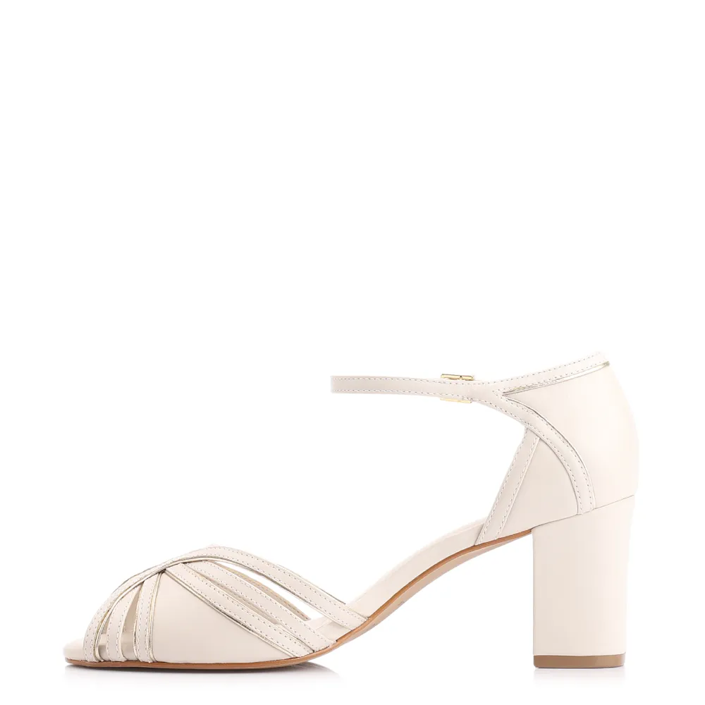 Peep Toe Couro Off White/Alt Dourado - imagem 4