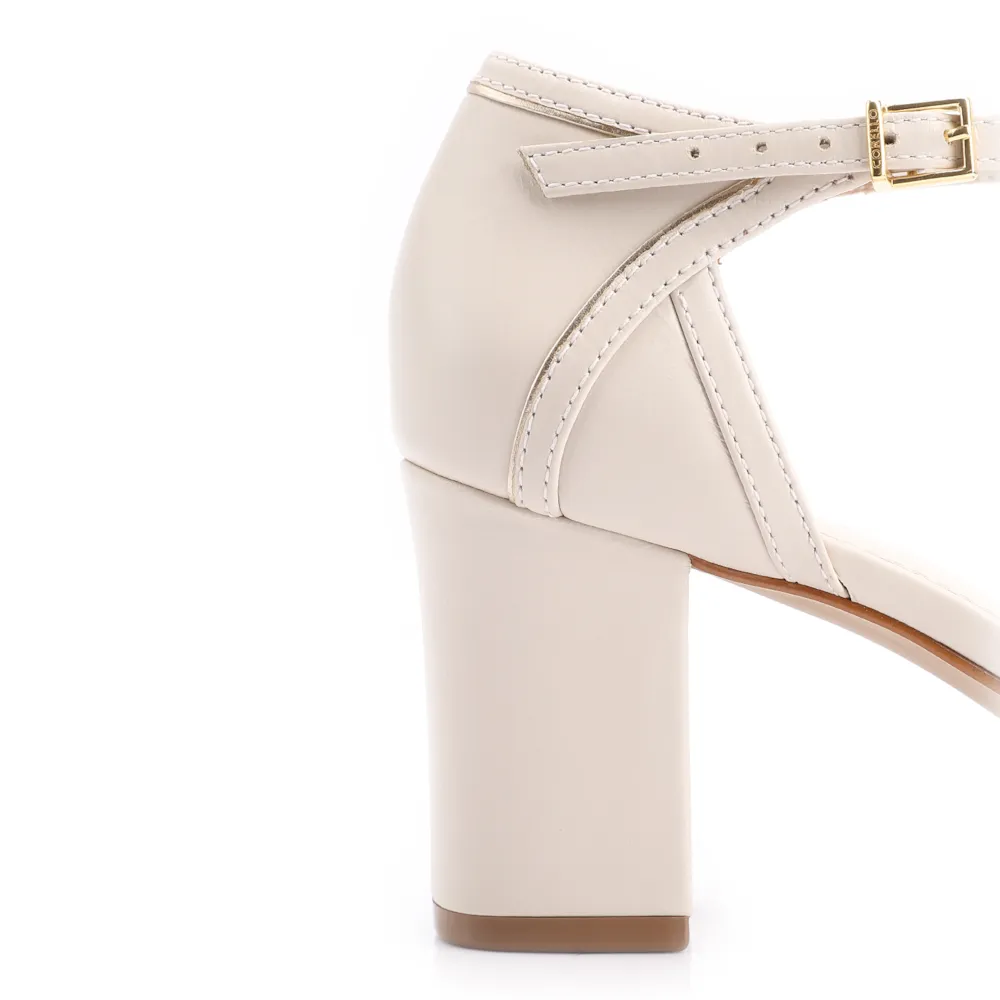 Peep Toe Couro Off White/Alt Dourado - imagem 7