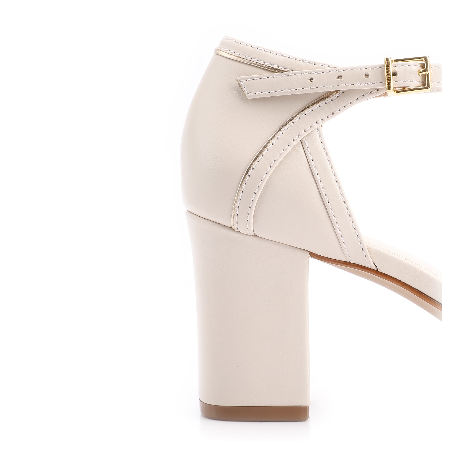 Peep Toe Couro Off White/Alt Dourado