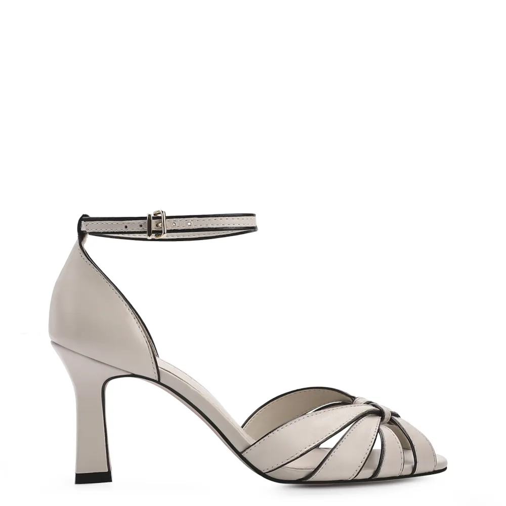 Peep Toe Couro Off White/Alt Preto - imagem 2