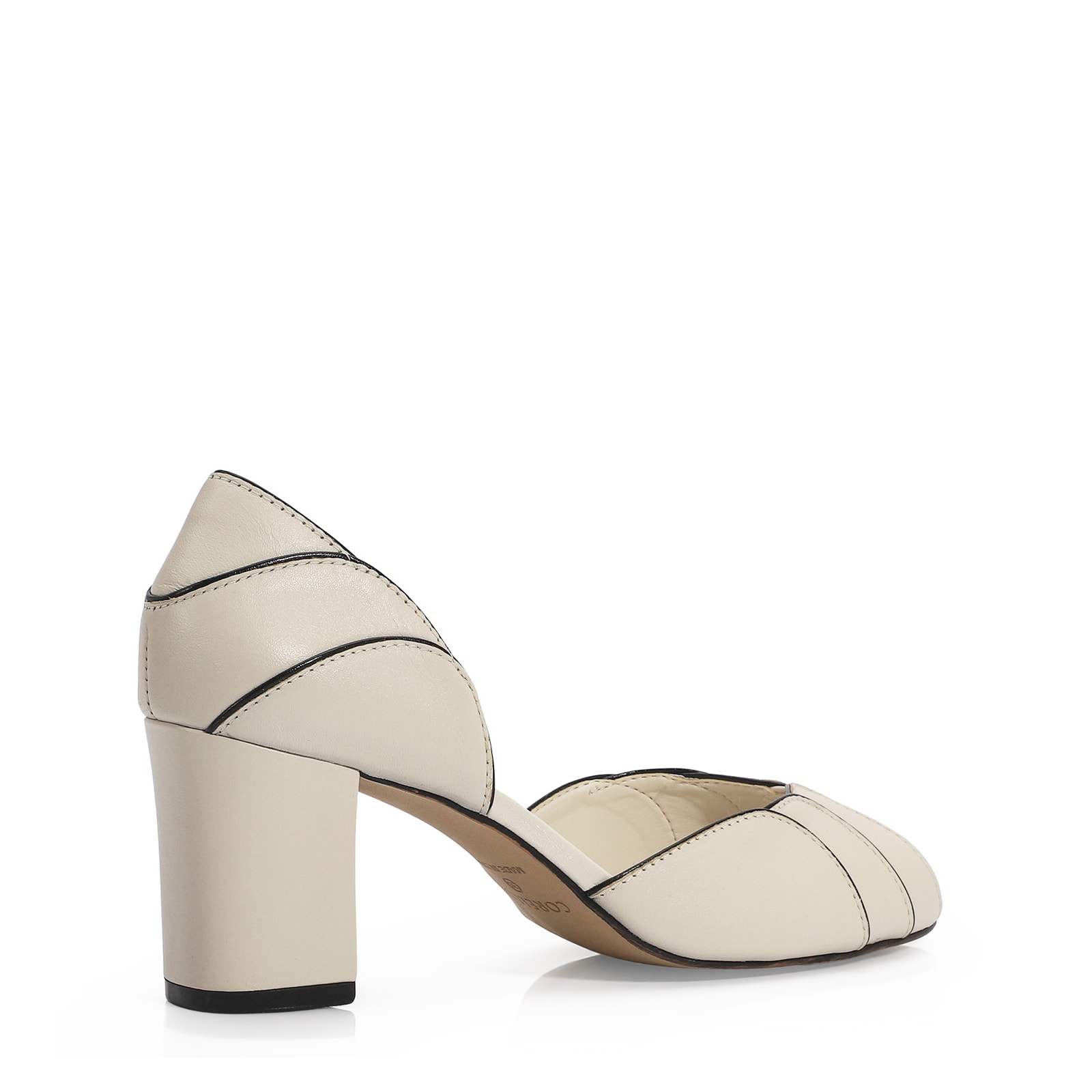 Peep Toe Couro Off White/Alt Preto
