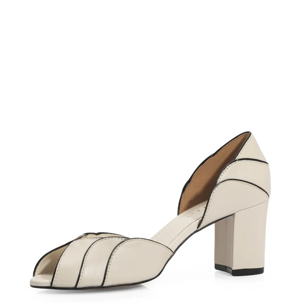 Peep Toe Couro Off White/Alt Preto - imagem 5