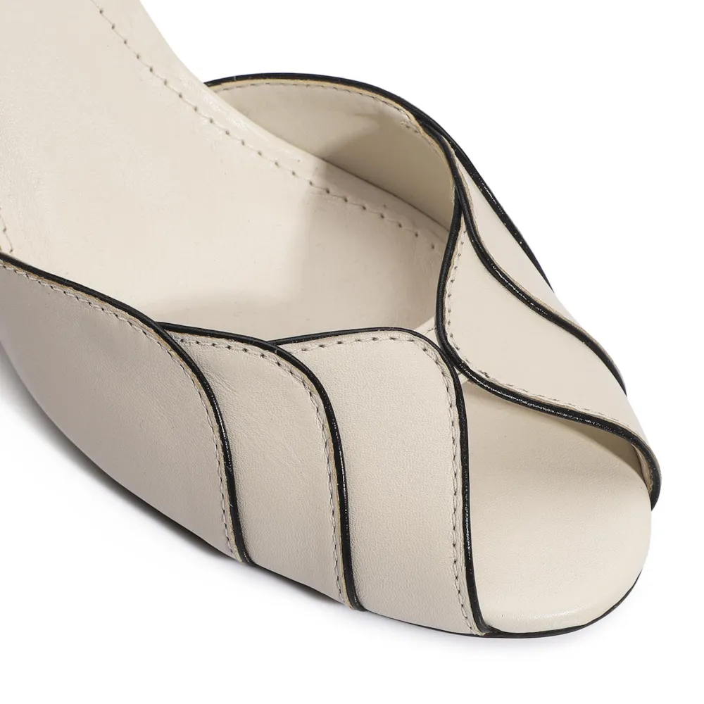 Peep Toe Couro Off White/Alt Preto - imagem 7