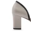Peep Toe Couro Off White/Preto - imagem 7