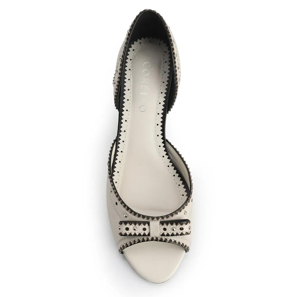 Peep Toe Couro Off White / Preto - imagem 6