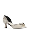 Peep Toe Couro Off White / Preto - imagem 1