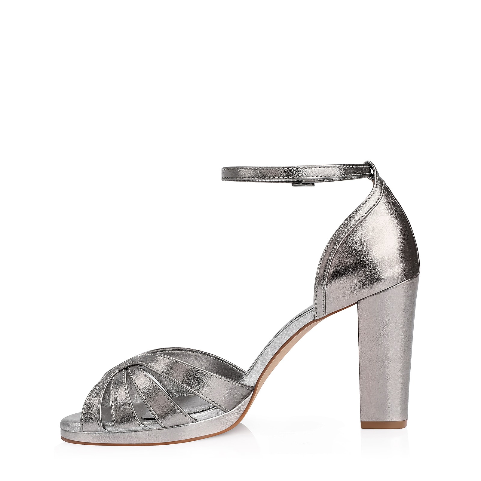 Peep Toe Couro Prata