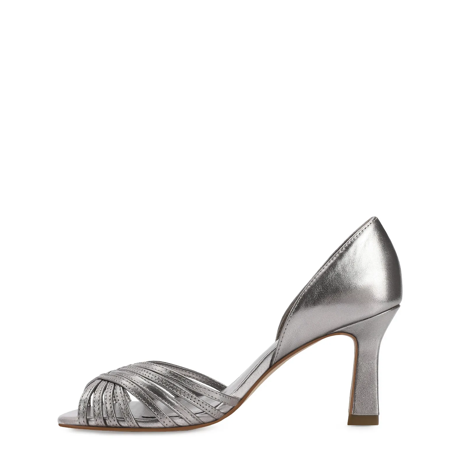 Peep Toe Couro Prata