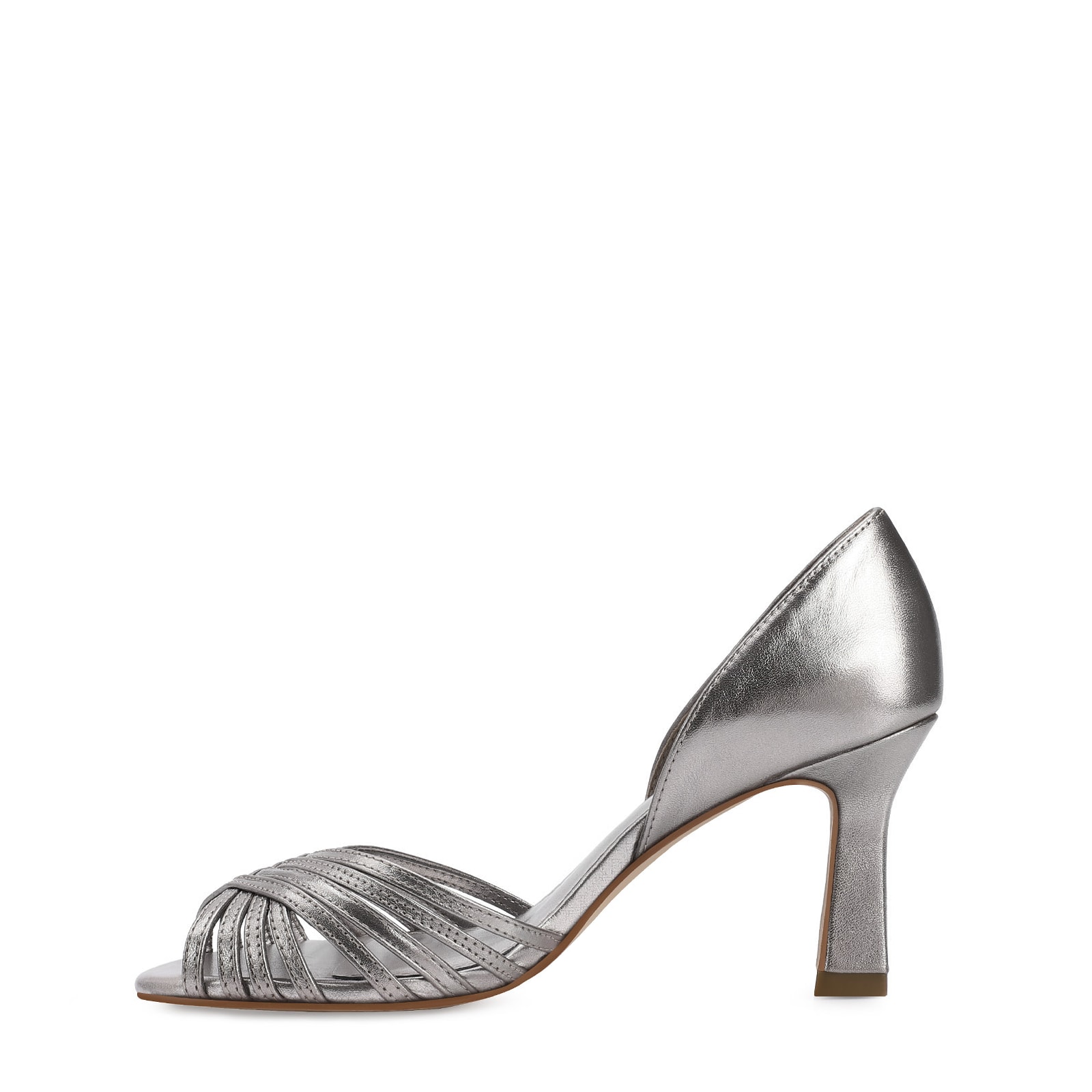 Peep Toe Couro Prata