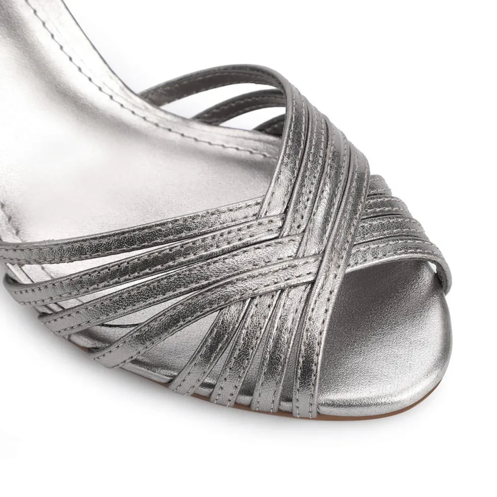 Peep Toe Couro Prata - imagem 6