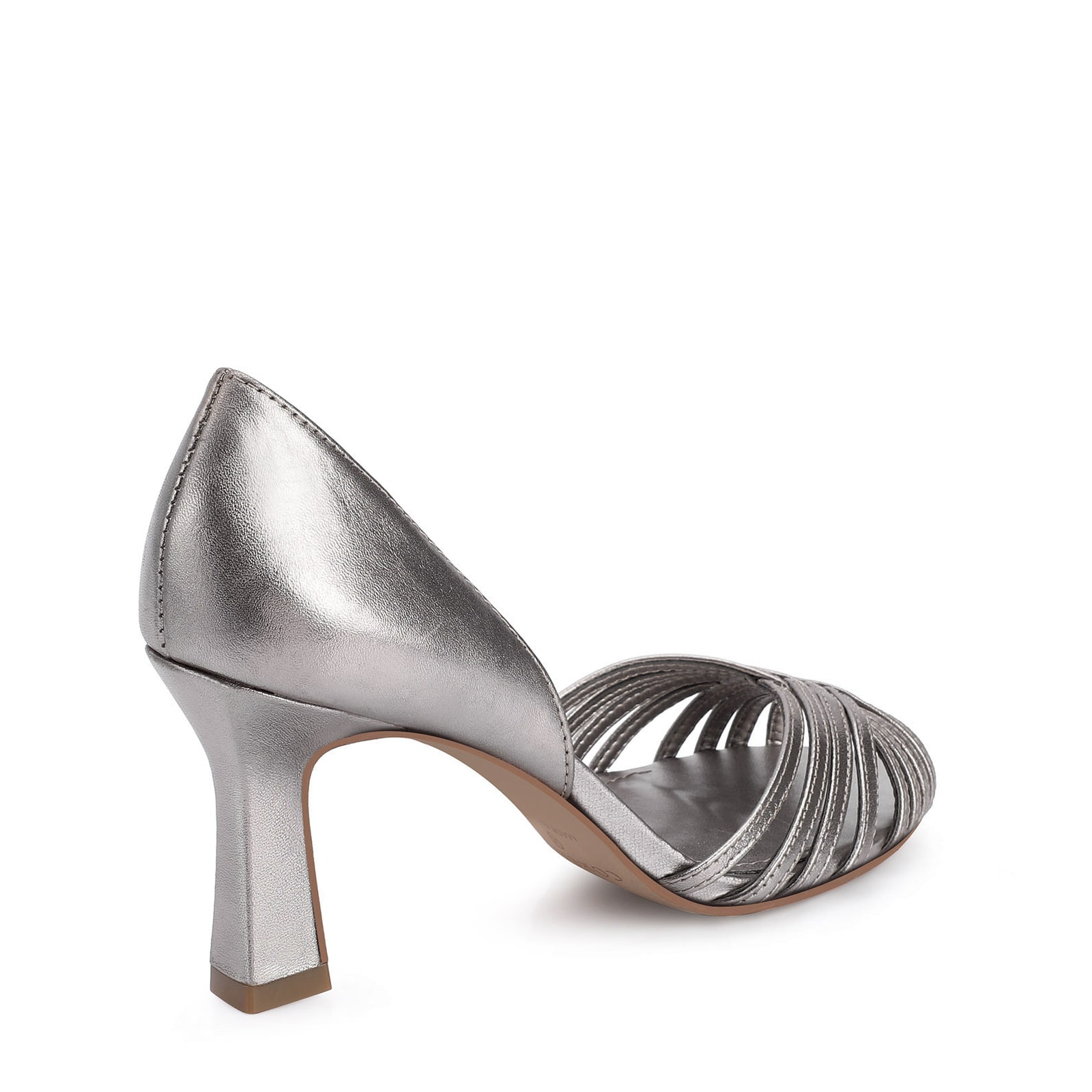 Peep Toe Couro Prata
