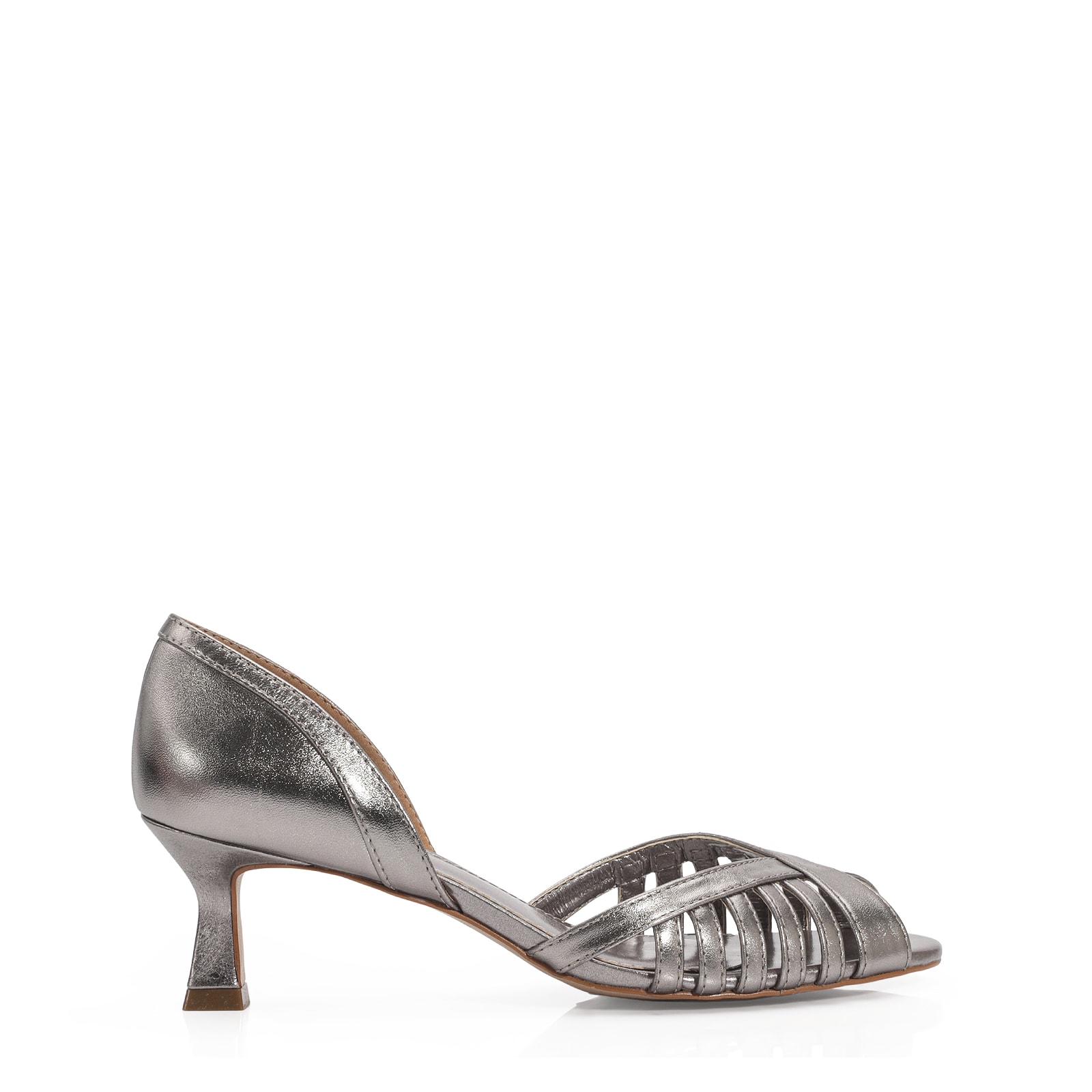 Peep Toe Couro Prata