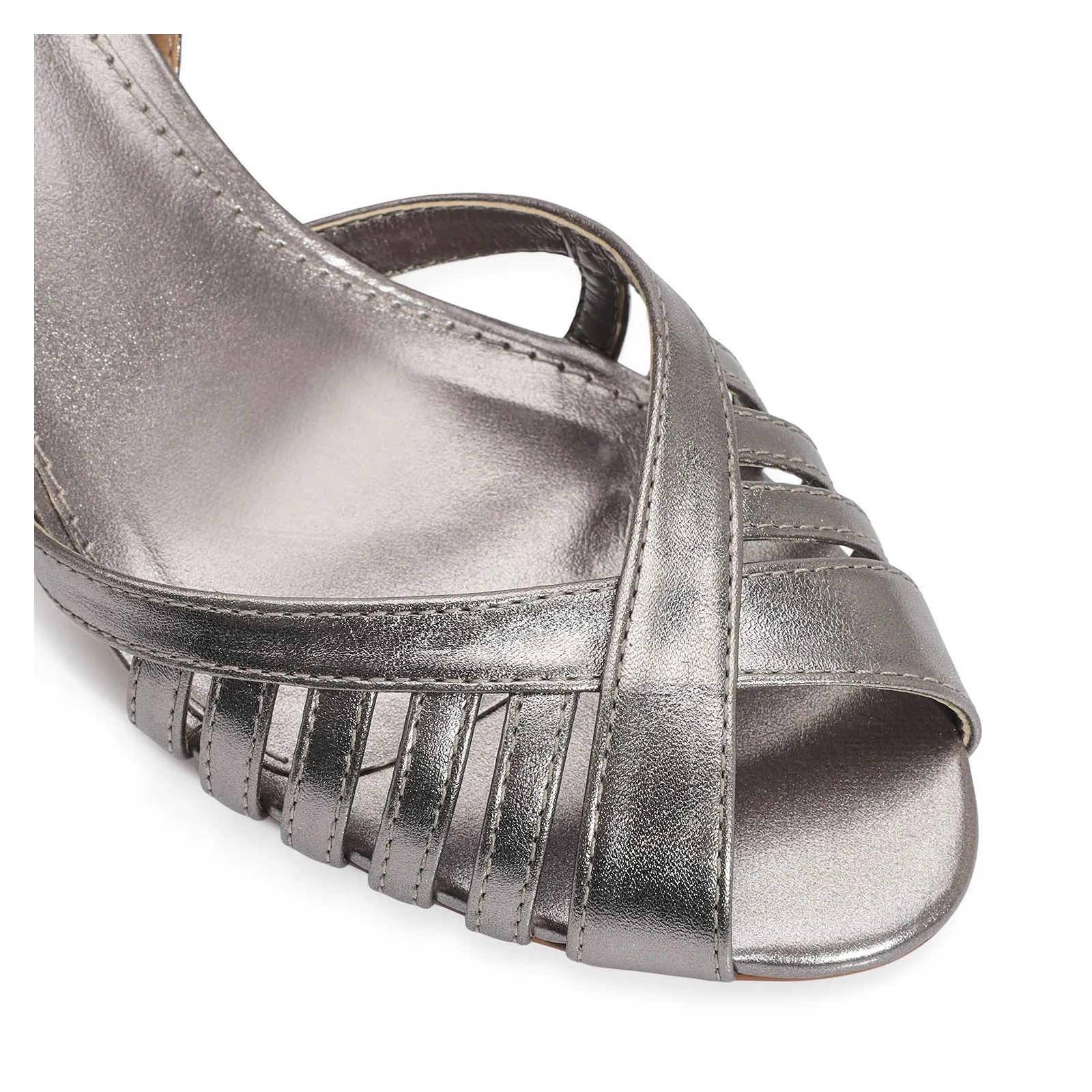 Peep Toe Couro Prata