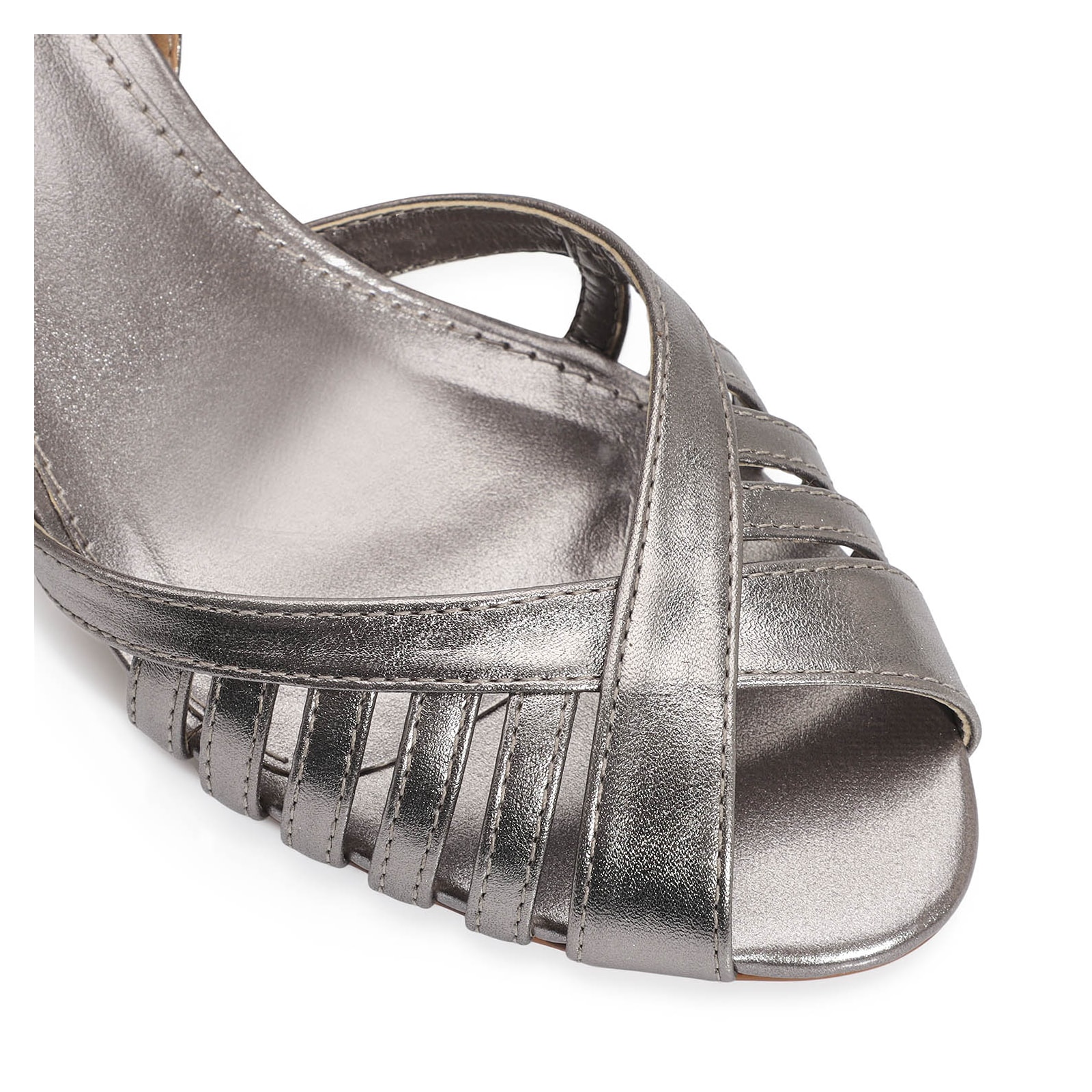 Peep Toe Couro Prata