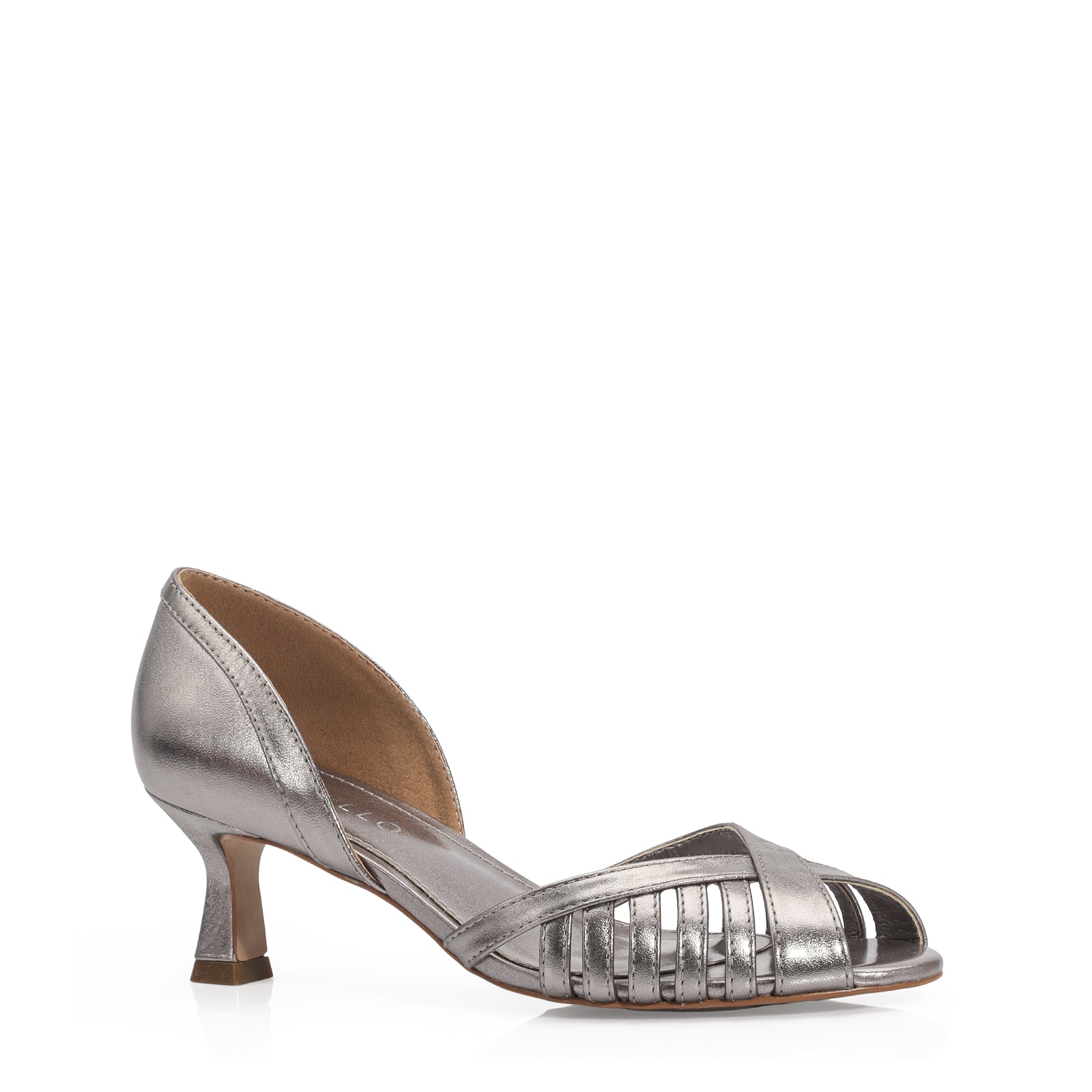 Peep Toe Couro Prata