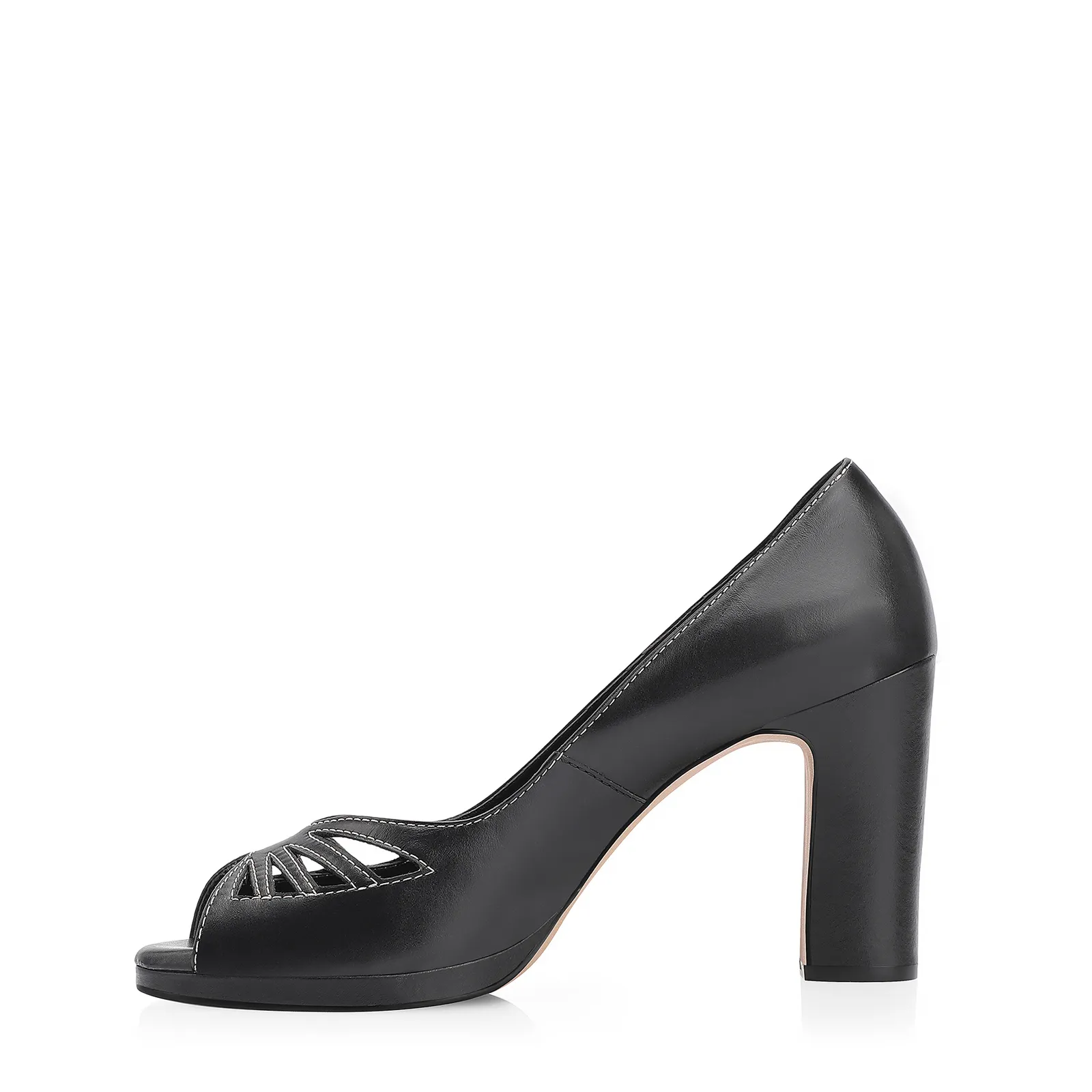 Peep Toe Couro Preto