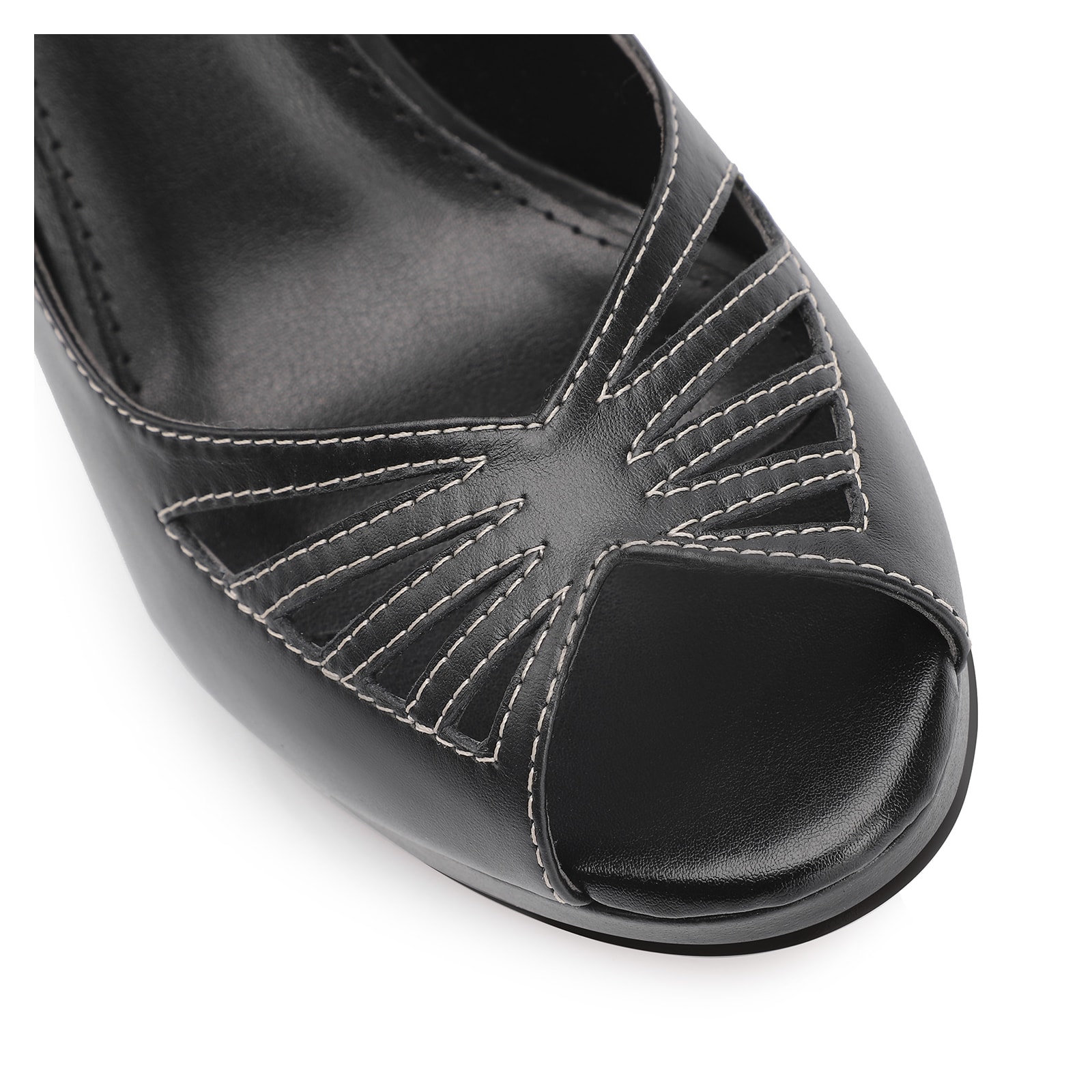 Peep Toe Couro Preto