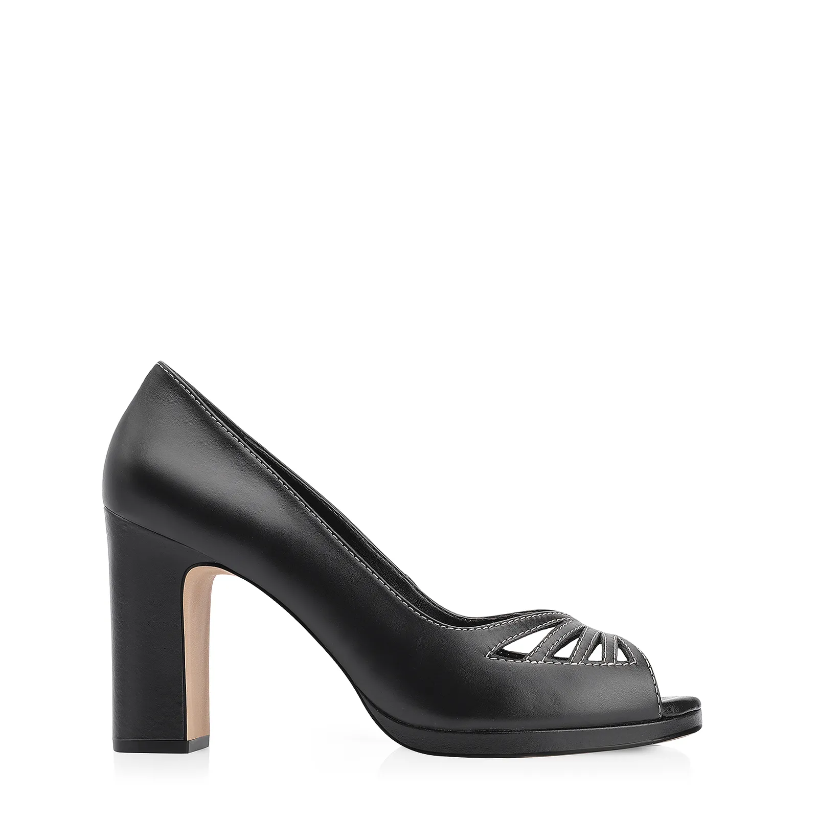 Peep Toe Couro Preto