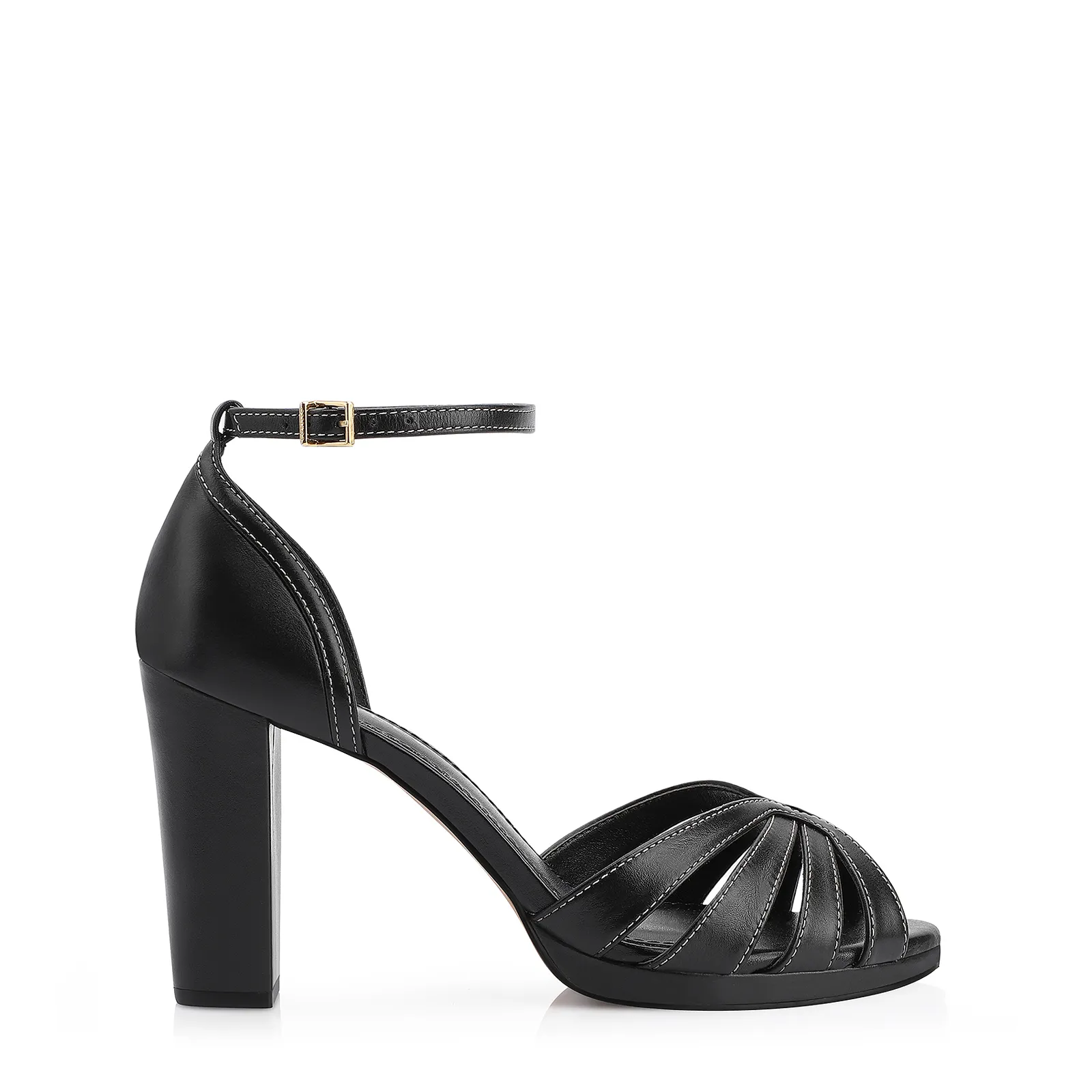 Peep Toe Couro Preto
