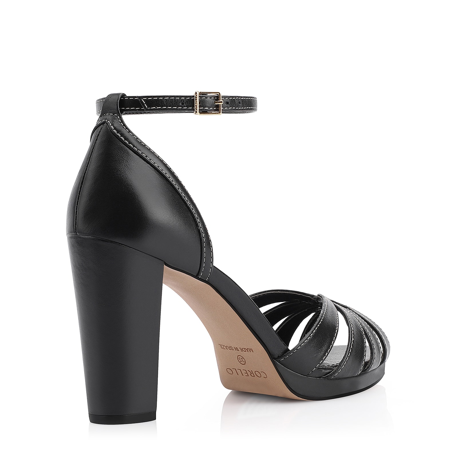 Peep Toe Couro Preto