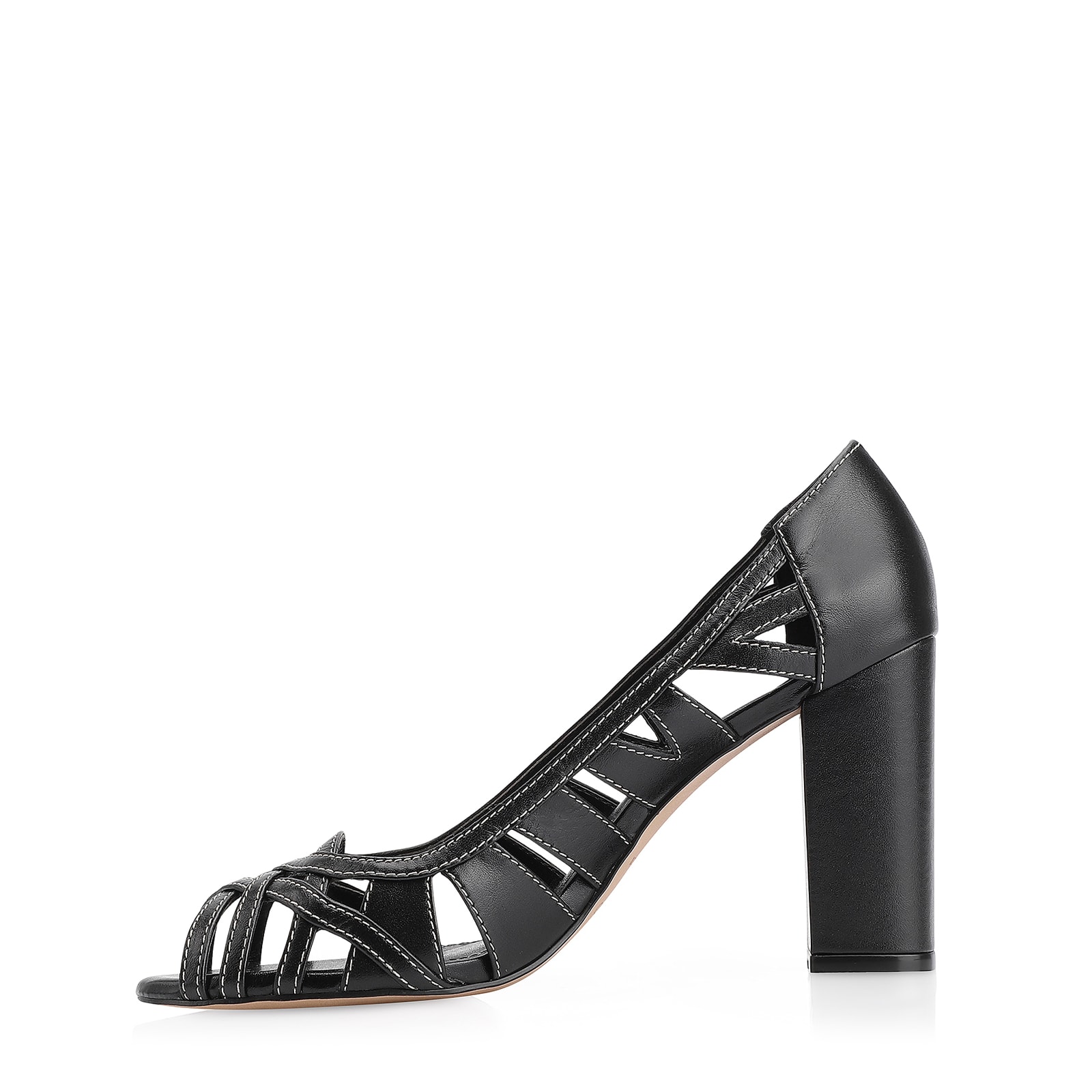 Peep Toe Couro Preto