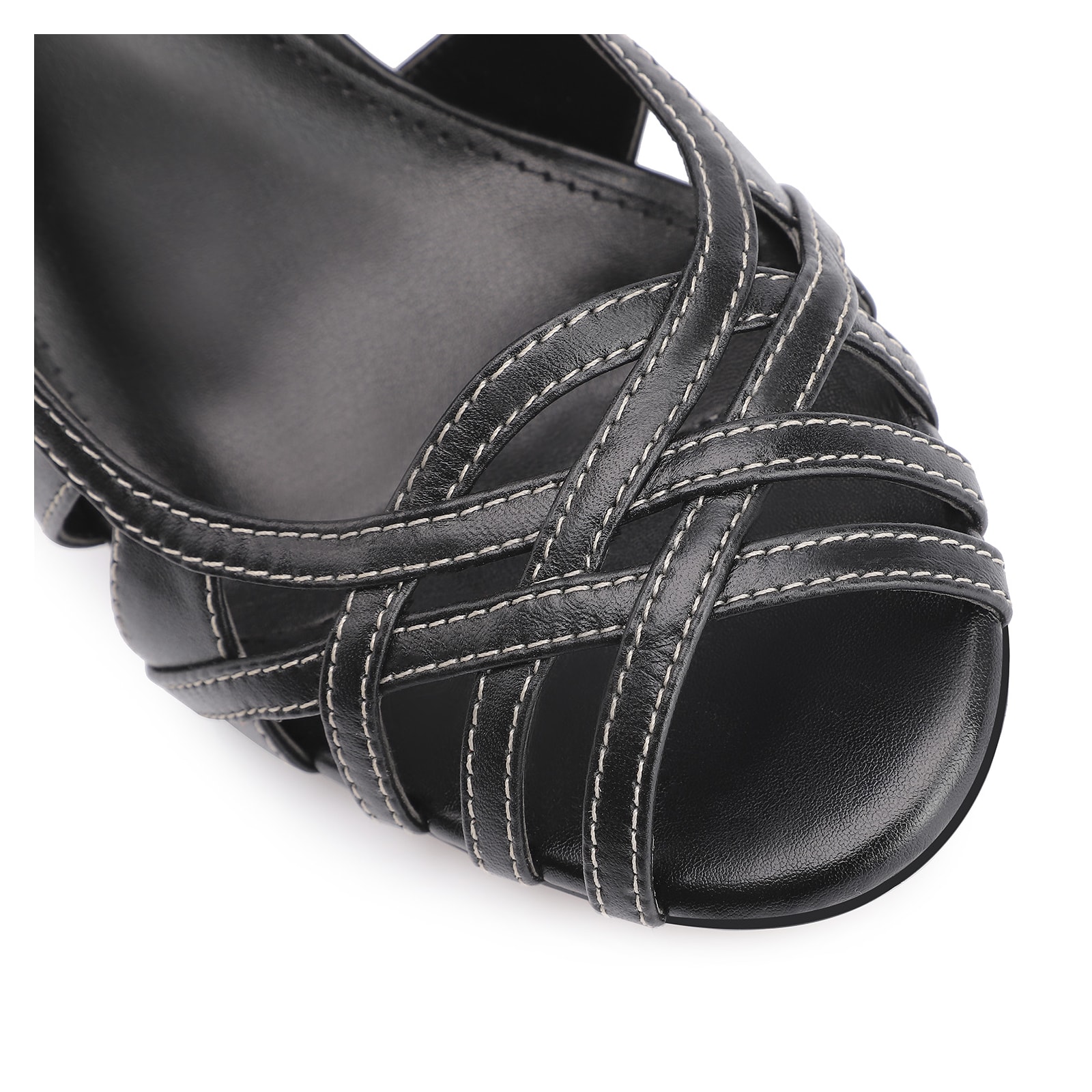 Peep Toe Couro Preto