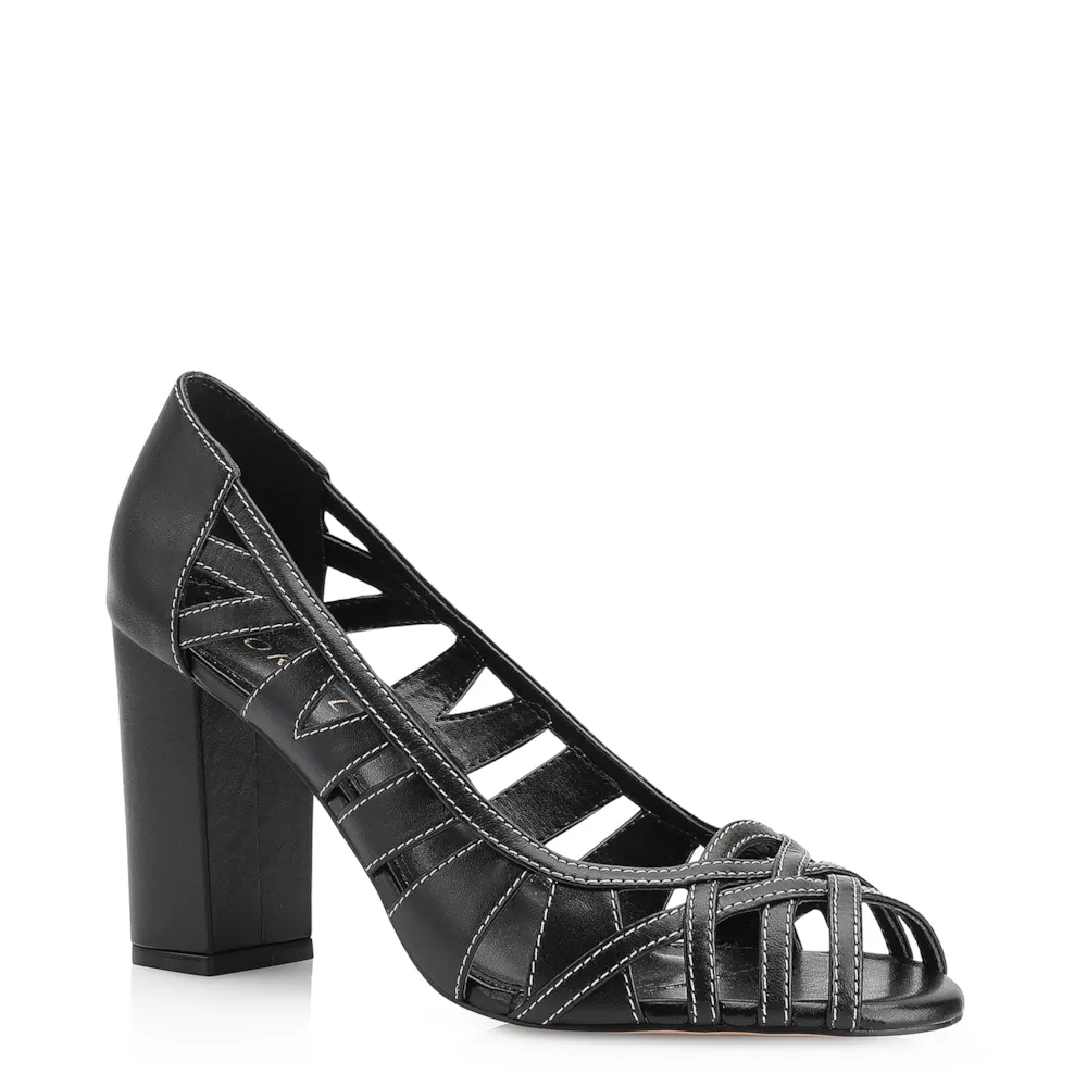 Peep Toe Couro Preto