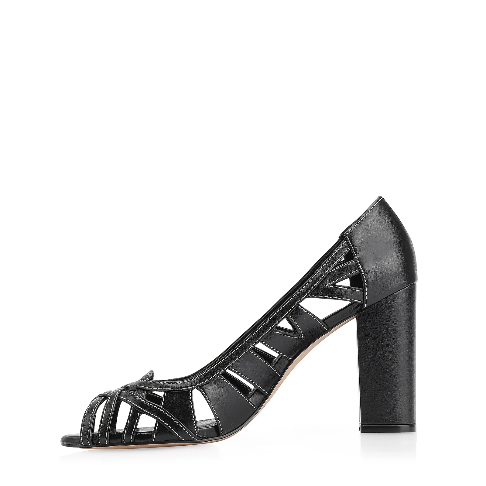 Peep Toe Couro Preto