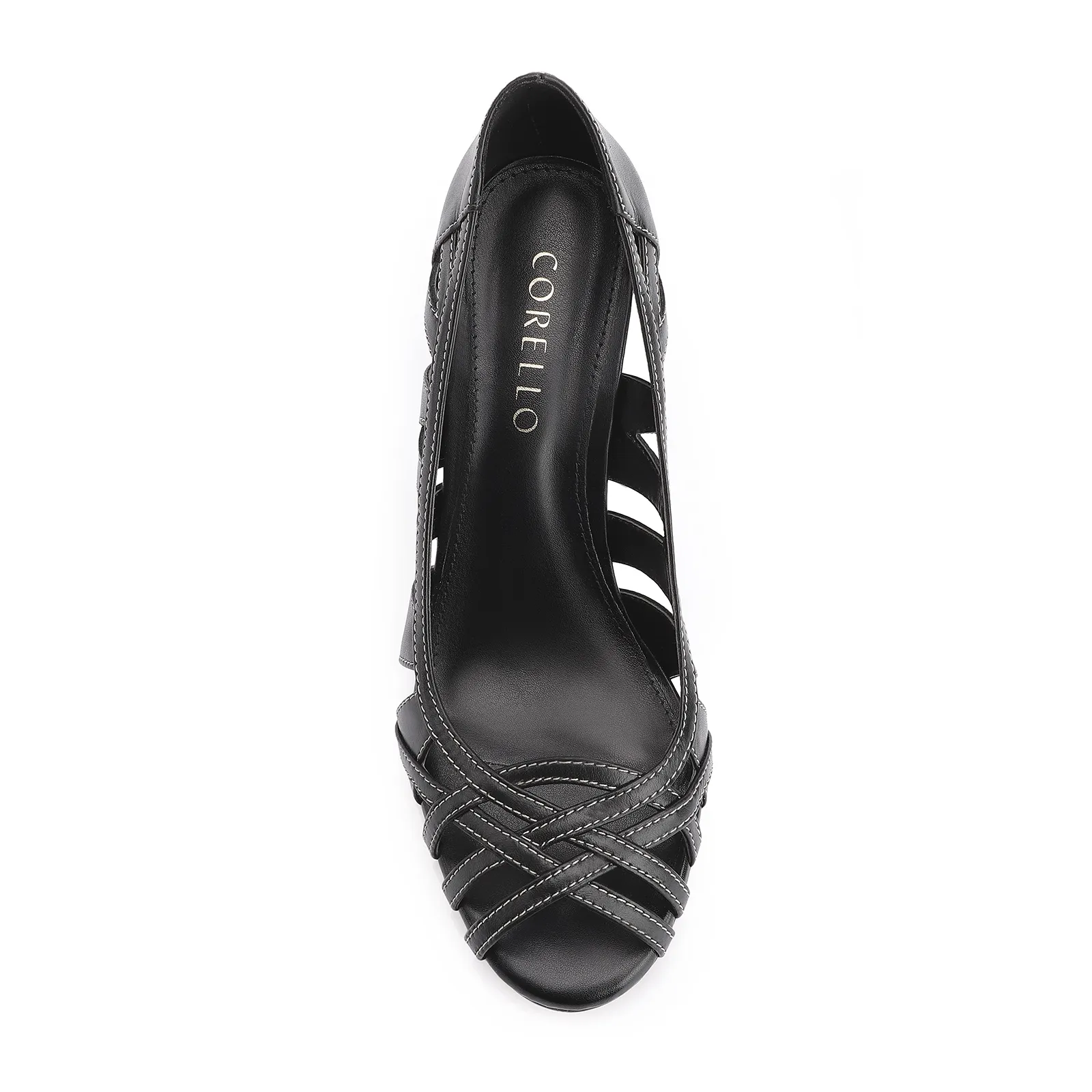 Peep Toe Couro Preto