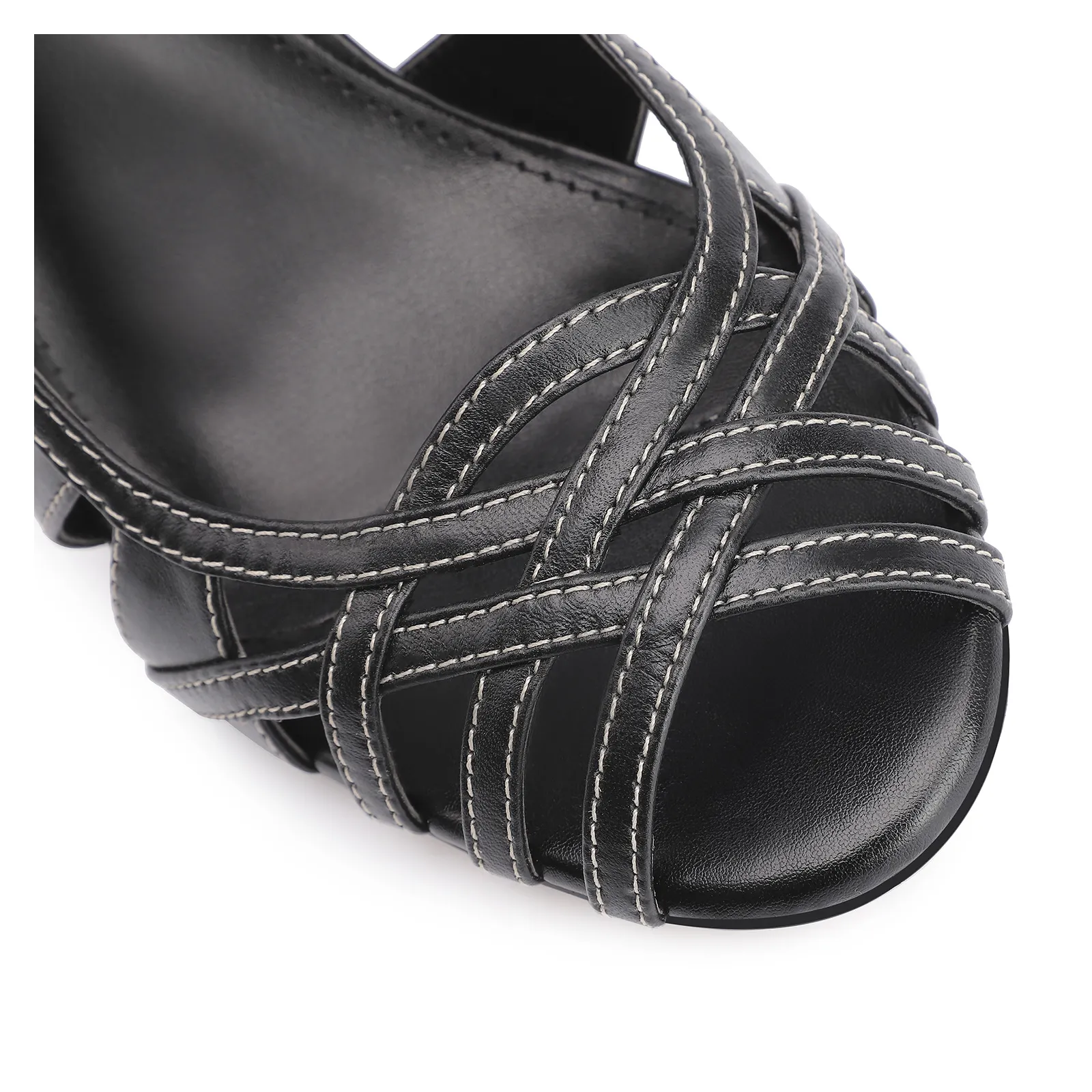 Peep Toe Couro Preto