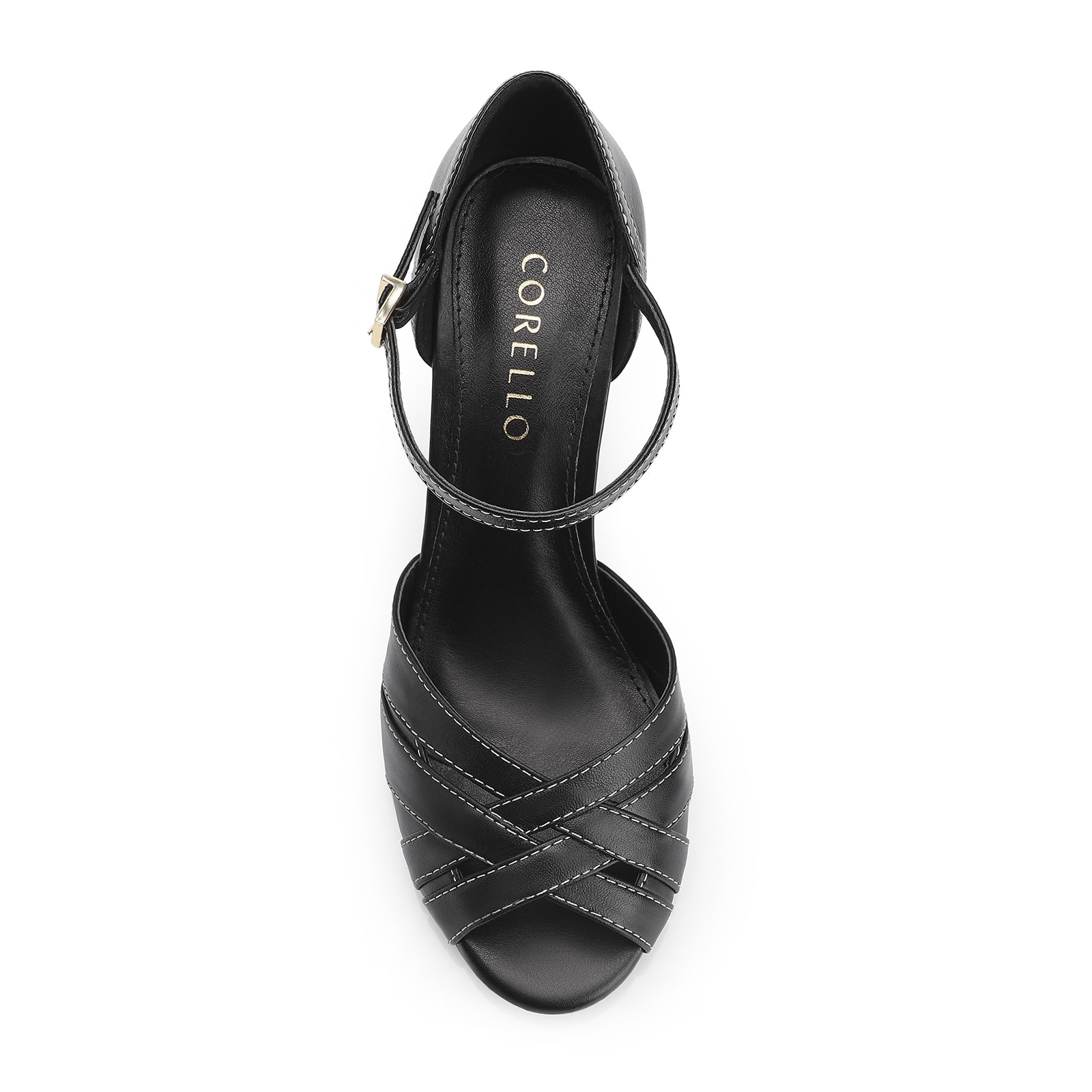 Peep Toe Couro Preto