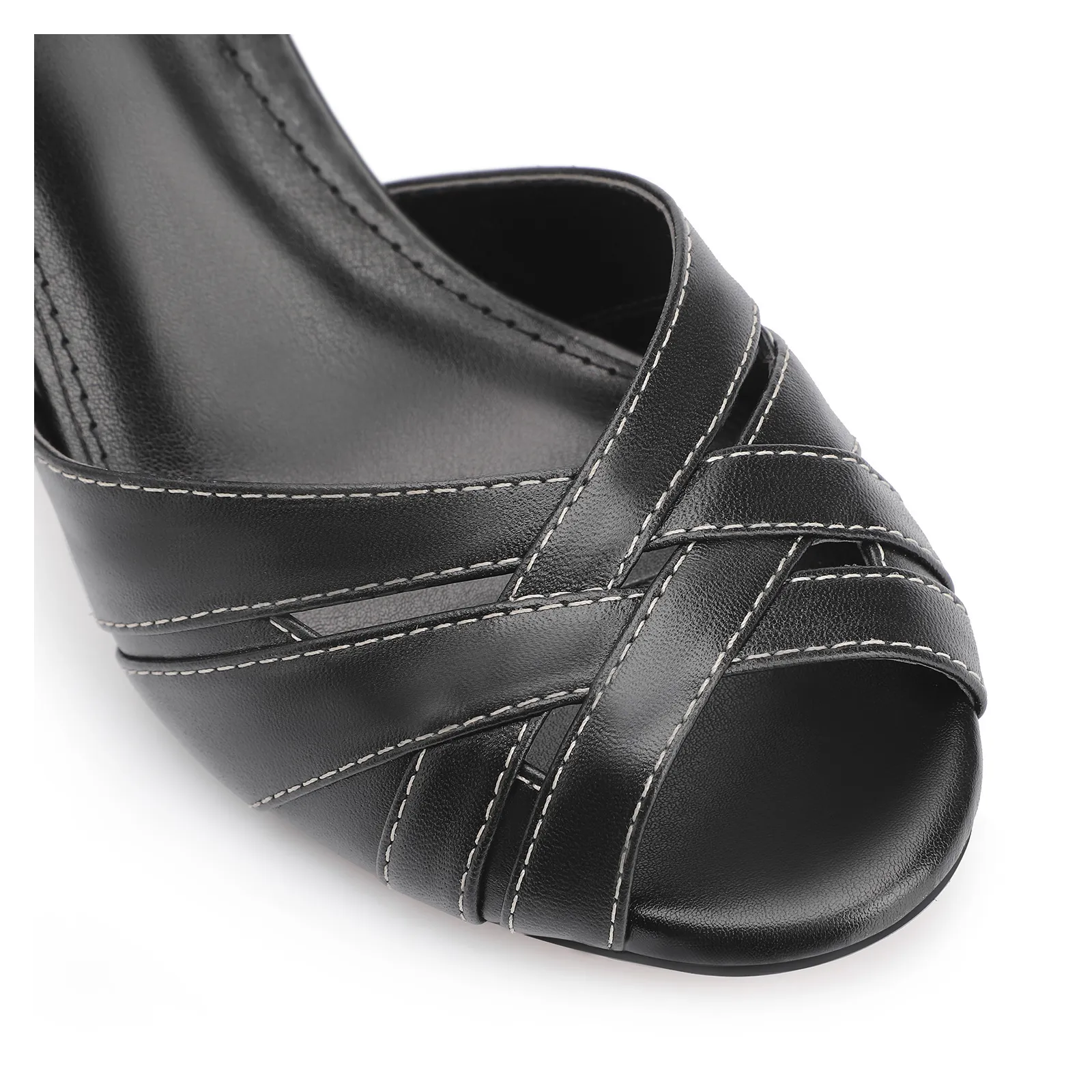 Peep Toe Couro Preto