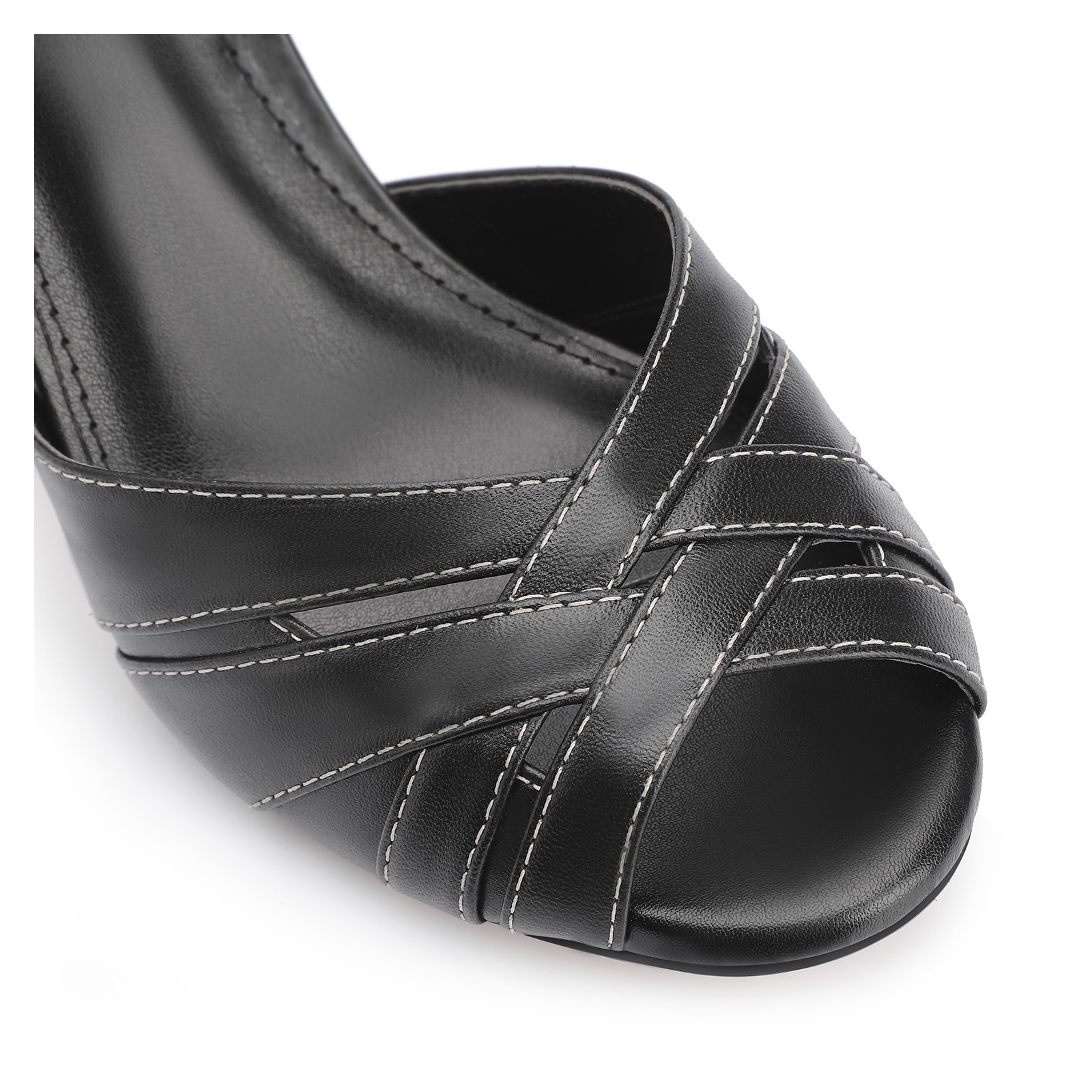 Peep Toe Couro Preto