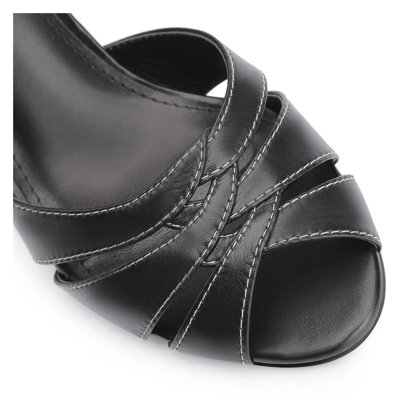 Peep Toe Couro Preto